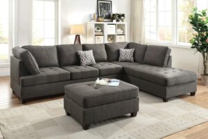 Poundex Bobkona Kemen 2-Pieces Sectional Couch