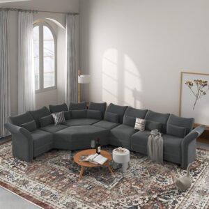 LLappuil Velvet 8 Seater Sectional Couch with Storage