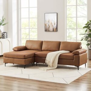 VANOMi 100" Leather Modern Sectional Couch