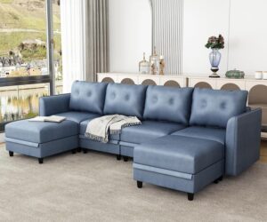 LLappuil Modular Sectional Faux Leather Couch